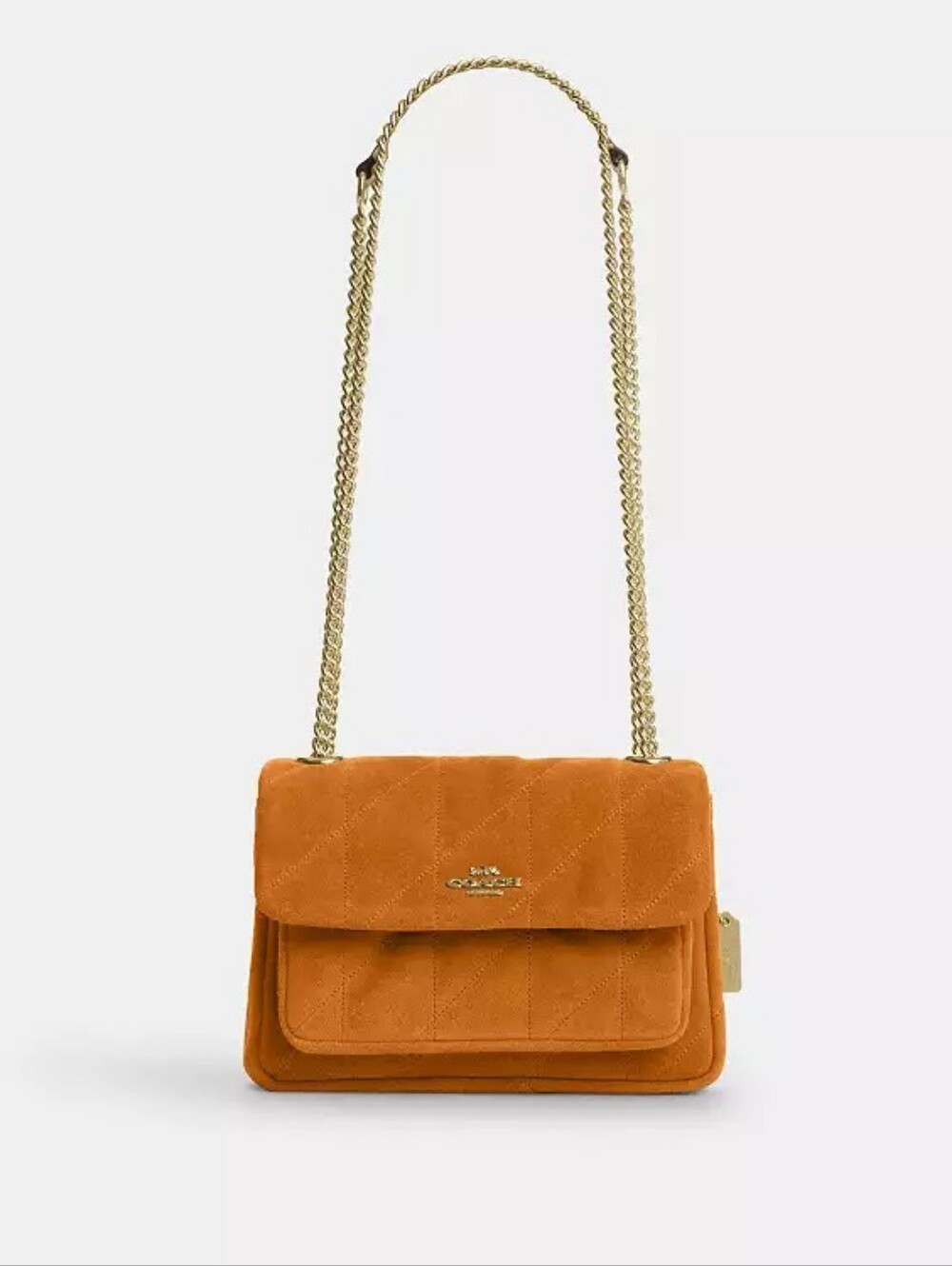 NWT! Coach Quilted Suede Shoulder Bag in Marigold Color